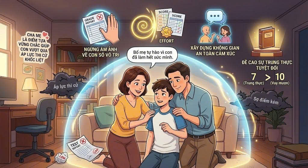 Cha mẹ là điểm tựa giúp con vượt qua áp lực thi cử khốc liệt